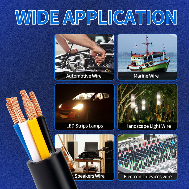 16 Gauge 5 Conductor Electrical Wire 16 AWG Electrical Wire Stranded PVC Cord Oxygen-Free Copper Cable 50FT Pure Copper Automotive Wire Heavy Duty 5 Core Way Trailer Wire (16AWG-5C, 50FT) 16AWG-5C