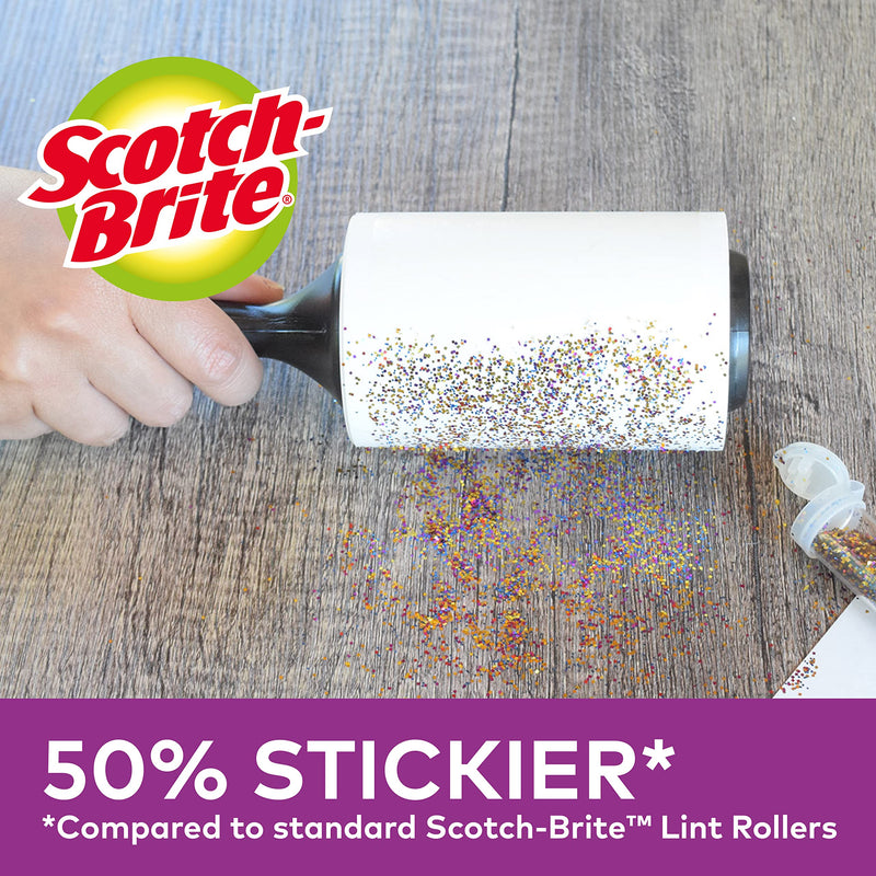 Scotch-Brite Large Surface Extra Sticky Hair Roller, 4 Roller Refills, 48 Sheets per Roller 192 Total Sheets, White Flat surface roller kit Single