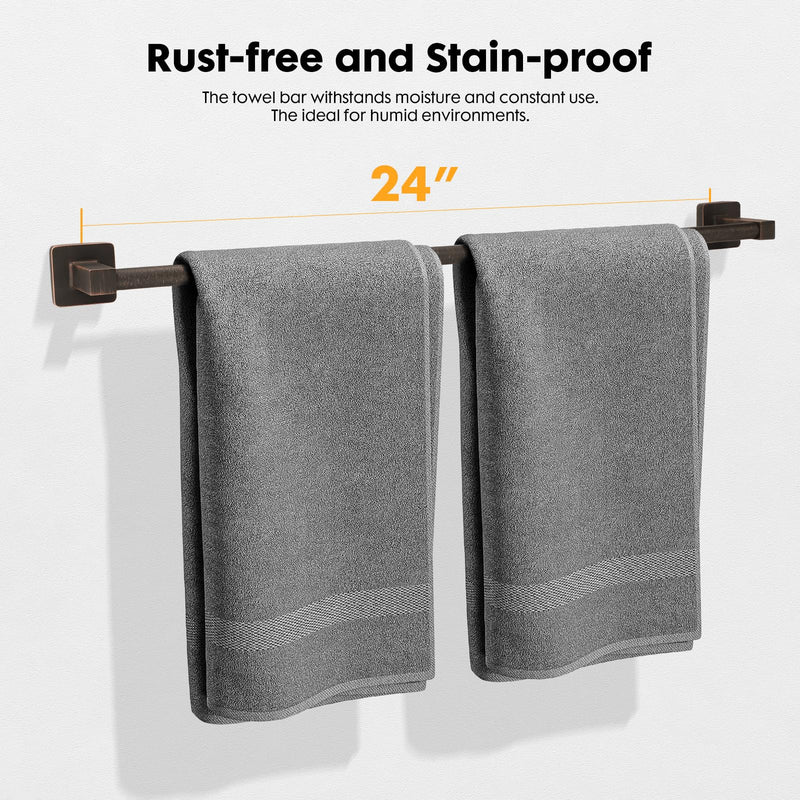 Antique Bathroom 24 Inch Towel Bar Oil Rubbed Bronze,Towel Racks for Bathroom Wall Mounted,Bathroom Towel Holder Brushed Bronze,Towel Rod