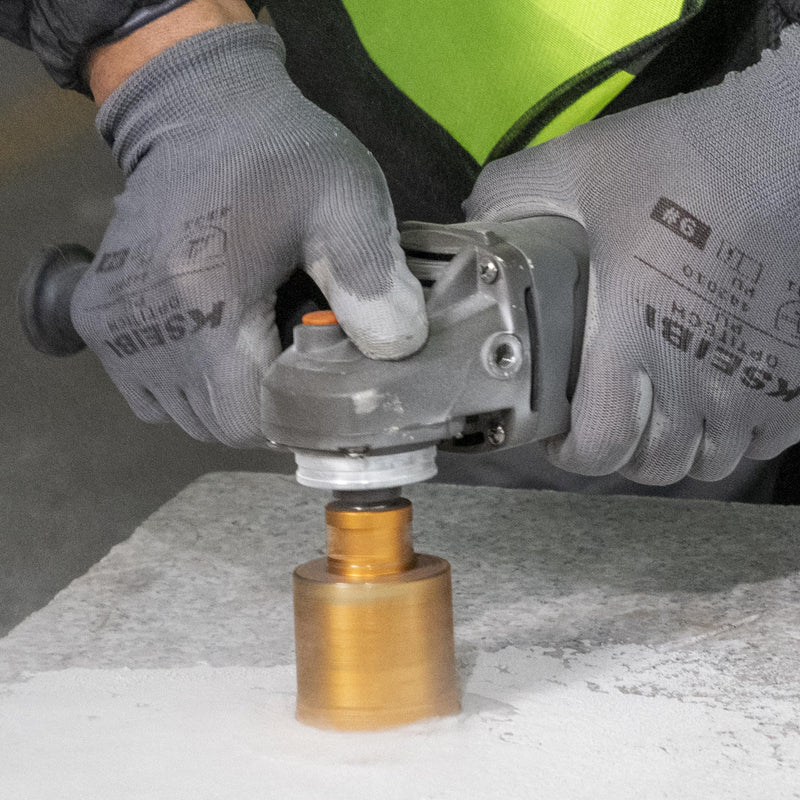 KSEIBI 615305 Diamond Hole Saw, 4-1/8 Inch (105mm) Diamond Core Drill Bit for Porcelain, Ceramic, Granite Drill Bits, Brick, Marble, Dry Cutting, 2" Drilling Depth, 5/8"-11 Thread, for Angle Grinder 4-1/8” (105MM) Vacum Brazed