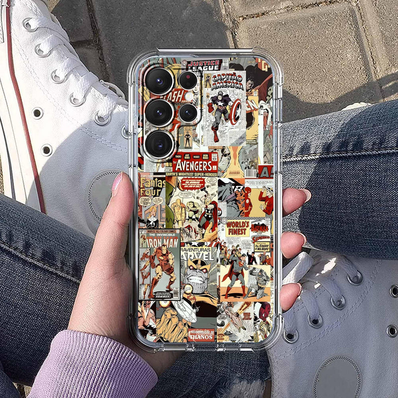 Case for Samsung Galaxy S26 Ultra with Superhero Design,Cartoon Comic Pop Culture Art Collage,Clear Soft TPU Bumper Phone Cover,6.9"(Hero,S26Ultra) Hero