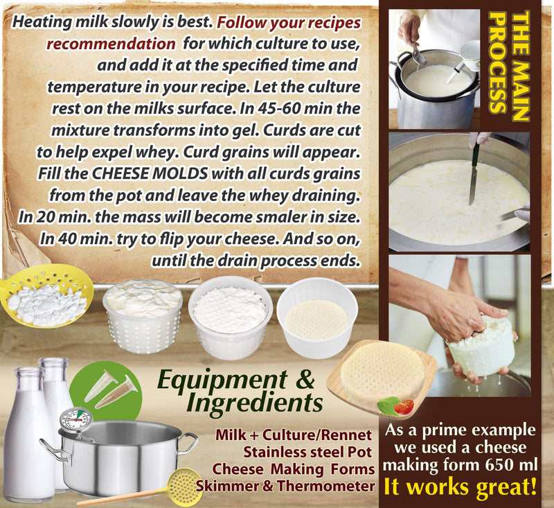 16 Pcs Soft Cheese Making Kit for Beginners - Small Cheese Molds - Cream Cheese Molds for Making Cheese - Molde Para Queso Fresco Casero - Paneer Maker Mold - Cheese Making Supplies №3