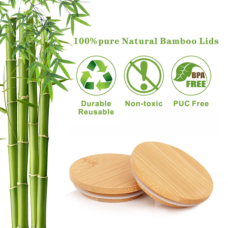 Oui Yogurt Lids Set - Bamboo & Wooden, Silicone Sealed, 12 Pack with Glass Storage Lids Classic*12PCS