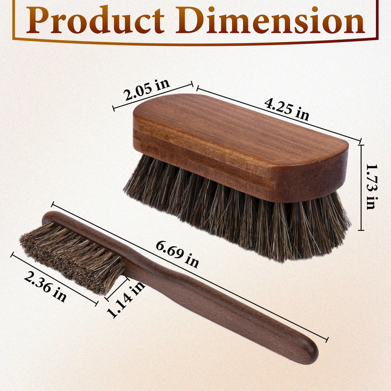 2 PCS Leather Brush Car Detailing, Horse Hair Brush, Upholstery Brush for Cleaning, Car Interior Brush, Carpet Brush for Car Detailing, for Car Interior Seat, Carpet, Upholstery, Furniture and Shoes
