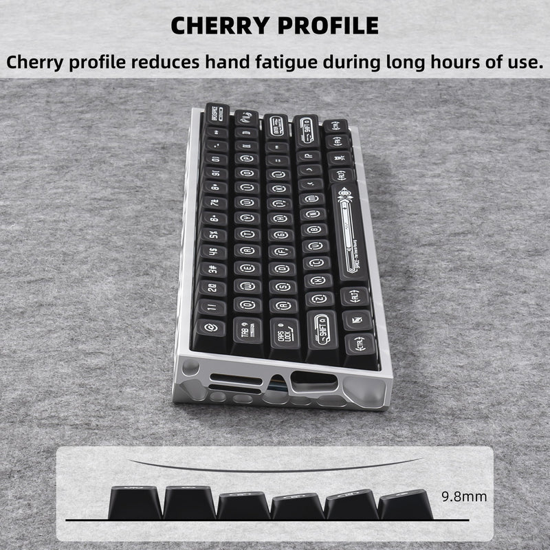 Black PBT Minimalist Style Shine Through Keycaps | Cherry Profile 5-Sided Dye-Sublimation Keycap Set 136 Keys for 60%/65%/75%/80%/100% Mechanical Keyboard Black