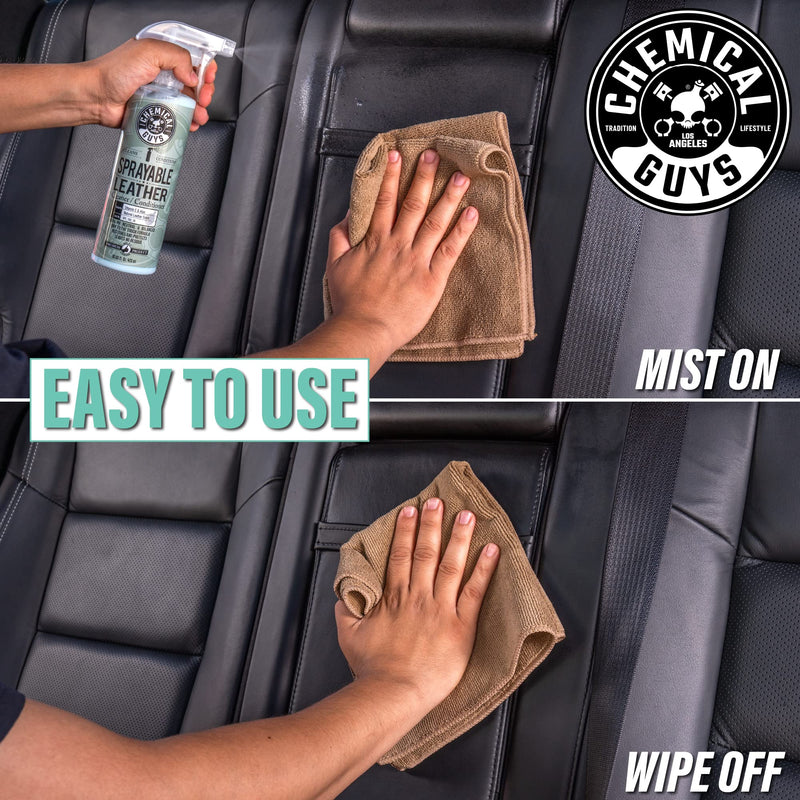 Chemical Guys SPI_103_16 Sprayable Leather Cleaner and Conditioner in One for Car Interiors, Apparel, and More (Works on Natural, Synthetic, Pleather, Faux Leather and More) Leather Scent, 16 fl oz 16 Fl Oz (Pack of 1)