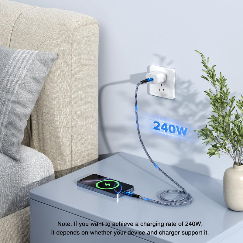 Braided Thunderbolt 5 Cable 5FT 2Pack Compatible, 8K@165Hz, 4K@540Hz, 80Gbps, 120Gbps BW, 240W PD for Thunderbolt 4/5, Mac mini, Razer Blade, MacBook Pro M4 M5, iPhone 17, USB4 2.0