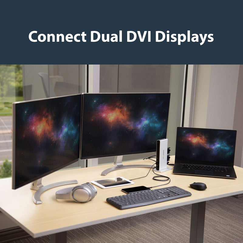 StarTech.com Dual Monitor USB 3.0 Docking Station w/ DVI to VGA & HDMI Adapters, 5x USB 3.0 & Audio - Vertical DVI Dock for Mac & Windows (USB3SDOCKDD)