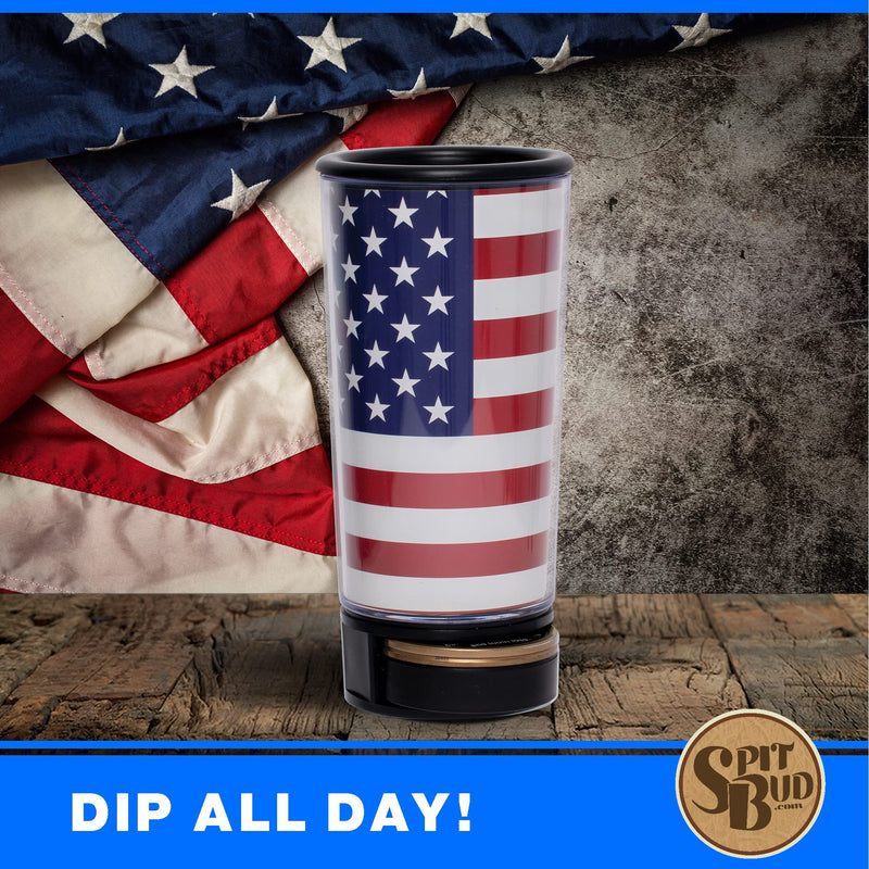 Spit Bud Spittoon with Can Opener, US Flag American Flag