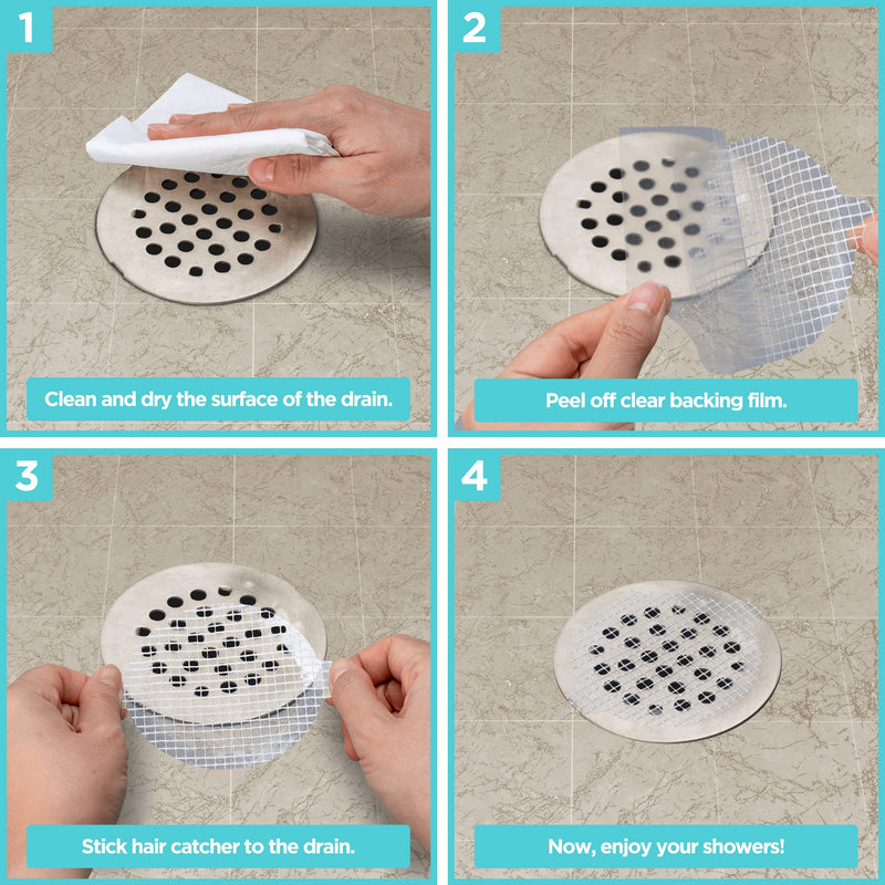 100 Pack, Disposable Shower Drain Hair Catcher Mesh Stickers 100