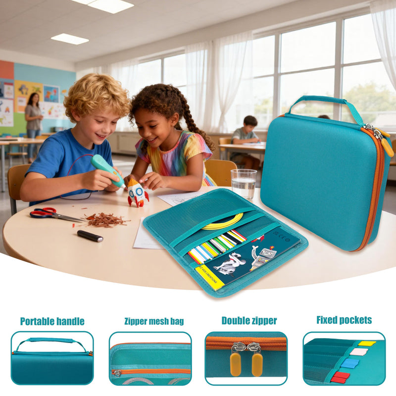 Hard Case Compatible with NEW 3Doodler Start+ Essentials (2024), Educational STEM Toy Durable Box Storage 3D Pen for Kids,Hold 3D Pen Filament Filaments and Accessories (Green) 2024NEW Green