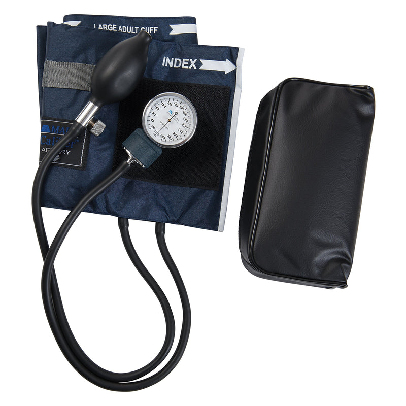 MABIS Aneroid Sphygmomanometer, Adult Cuff Size 13" to 20", Professional Manual Blood Pressure Cuff with Zipper Case, Caliber Series, Large Adult Cuff Adult Large Regular