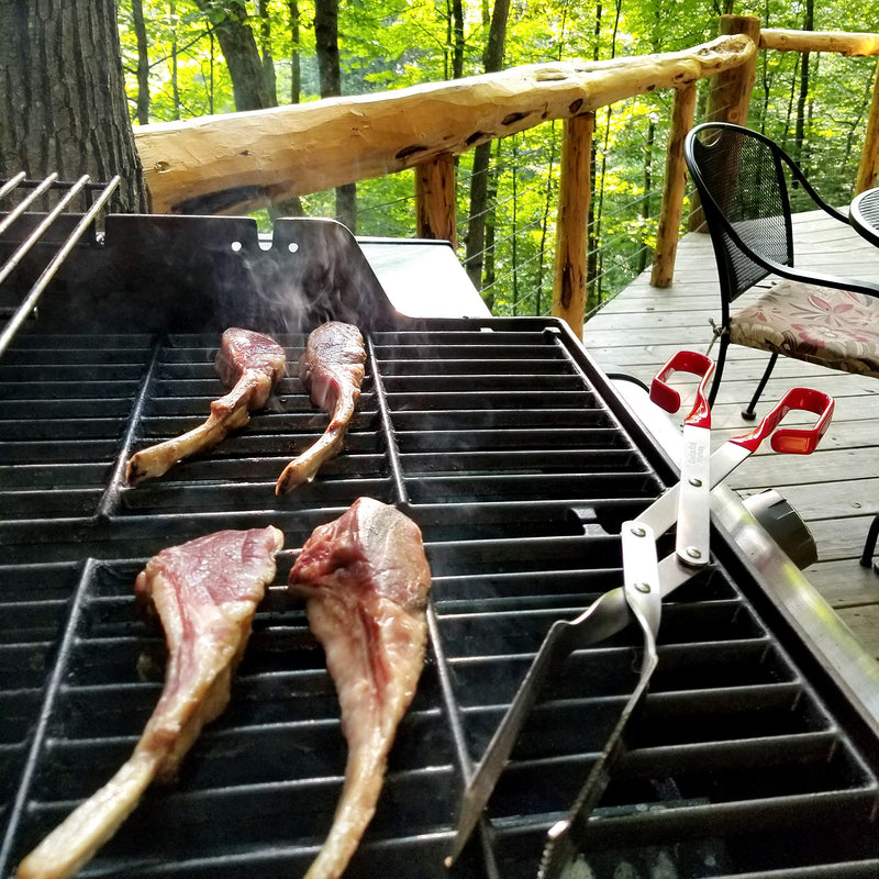 Shark BBQ Grill Tongs - 17 inch Red. Professional kitchen and outdoor grilling utensil. Long reach Barbeque Grilling Tongs. Ideal for steak, fish, burger, and sausage Red Long-reach