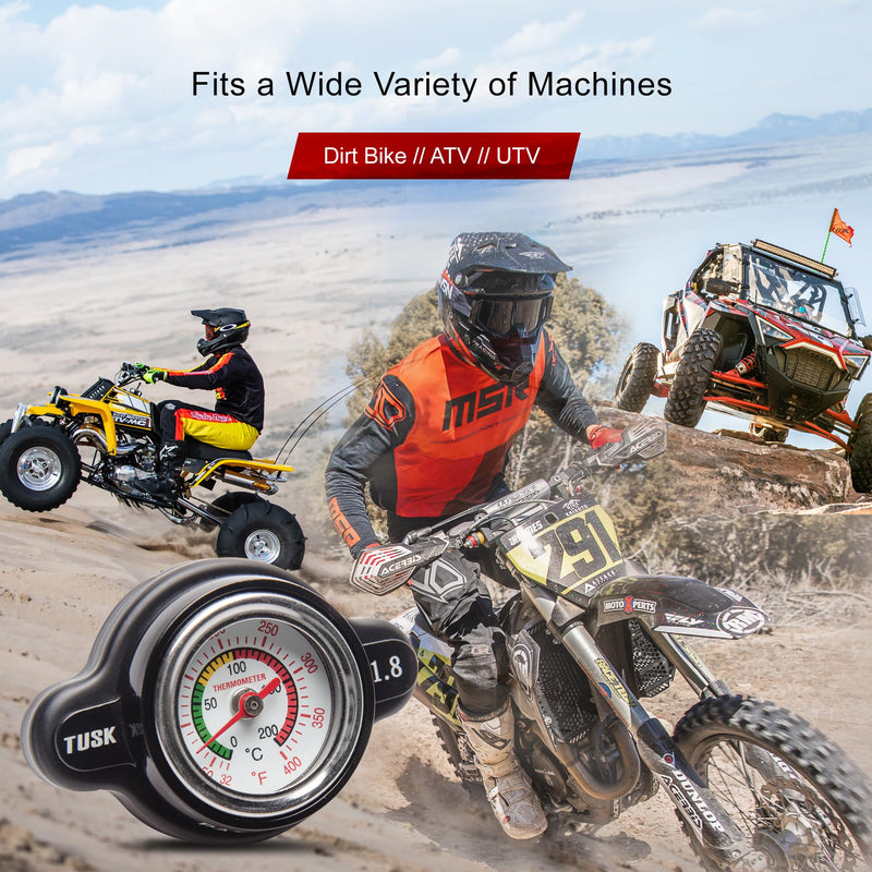 Tusk High Pressure Radiator Cap with Temperature Gauge 1.8 Bar Compatible with Honda CRF450R 2002-2025/CRF250R 2004-2025 Compatible with Yamaha YZ450F 2003-2005/YZ250 1982-2025