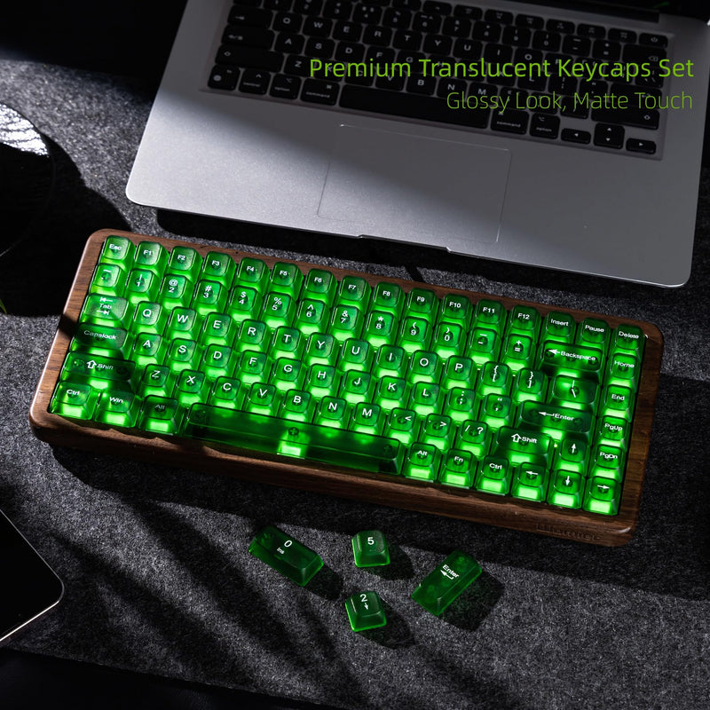 Womier Green Jelly Keycaps, Clear Shine Through Keycaps Feel Forest | Custom Keyboard Caps Set 60 65 75 100 Percent for Cherry MX Mechanical Keyboards, MDA Profile 1-Forest Green