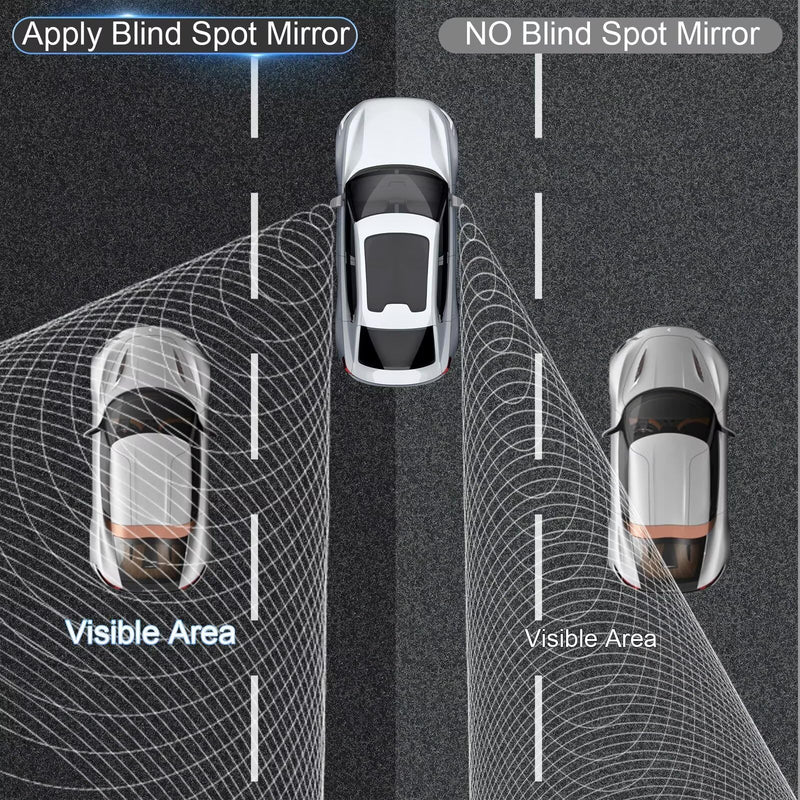 Blind Spot Mirrors 2 Pack, Frameless Side Mirror Blindspot Convex HD Glass Car Accessories, Side View Mirror Blindspot with Wide Angle Adjustable Stick for Car SUV and Trucks Round-2pcs