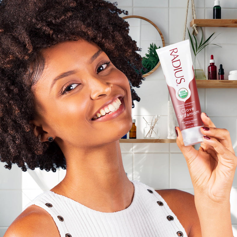 RADIUS Toothpaste, Clove Cardamom, 3 oz, USDA Organic Non-Toxic Chemical-Free Gluten-Free, Designed to Improve Gum Health & Prevent Cavities, Pack of 3 3 Ounce (Pack of 3)