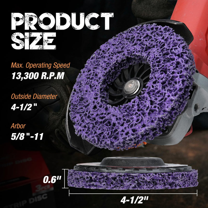 EZARC Paint Stripping Discs 4-1/2" x 7/8" Rust Remover Wheels for Angle Grinder, Quick Clean and Strip Silicon Carbide Grit Abrasive Wheel for Scaling &Oxidation Removal, Paint Remover 5-Pack (Purple) Purple-5pk