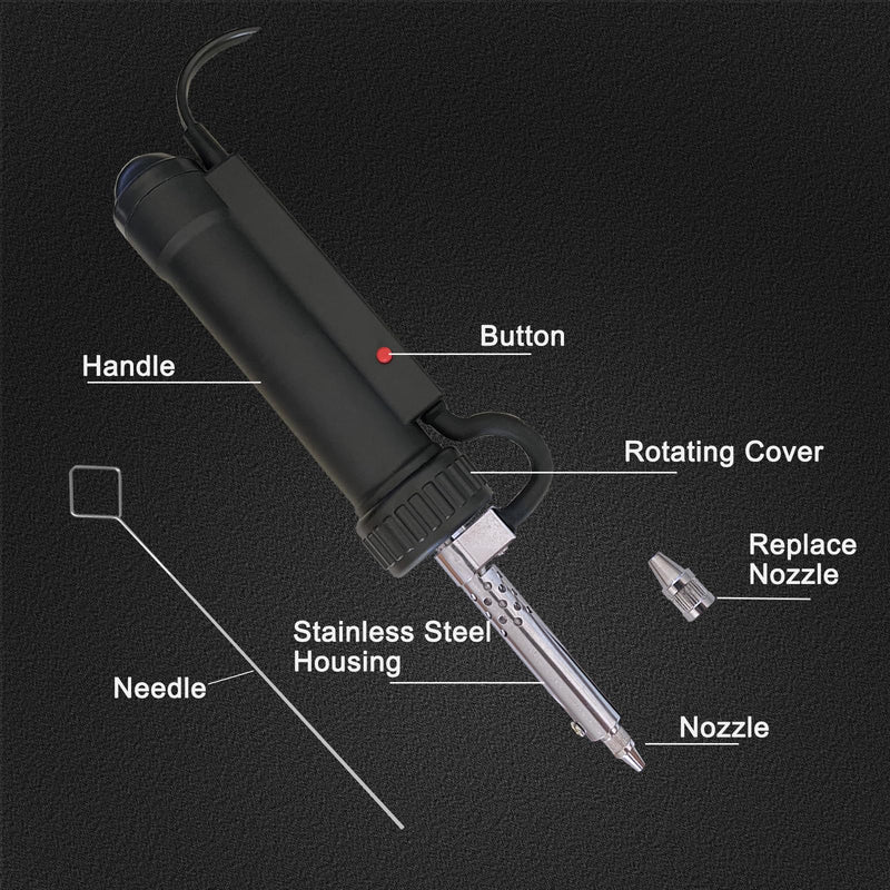 Electric Solder Sucker Vacuum,Automatic Desoldering Pump,Black Desoldering Tool For One-Handed Use And Reliable Suction,Designed for extended use Tin Removal Work Ac110v 30w Desoldering Gun Black
