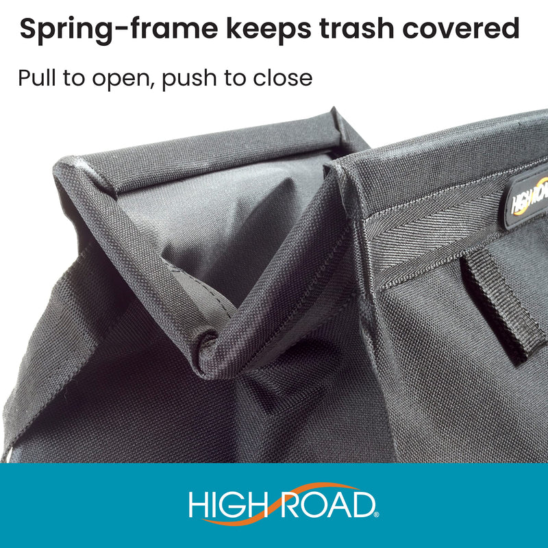 High Road TrashStash Hanging Car Garbage Bag with Push-Close Lid and Waterproof Bin for Car, SUV and Truck Seat Backs - Holds 3 Gallons of Car Trash (Black) Black 3 Gallon