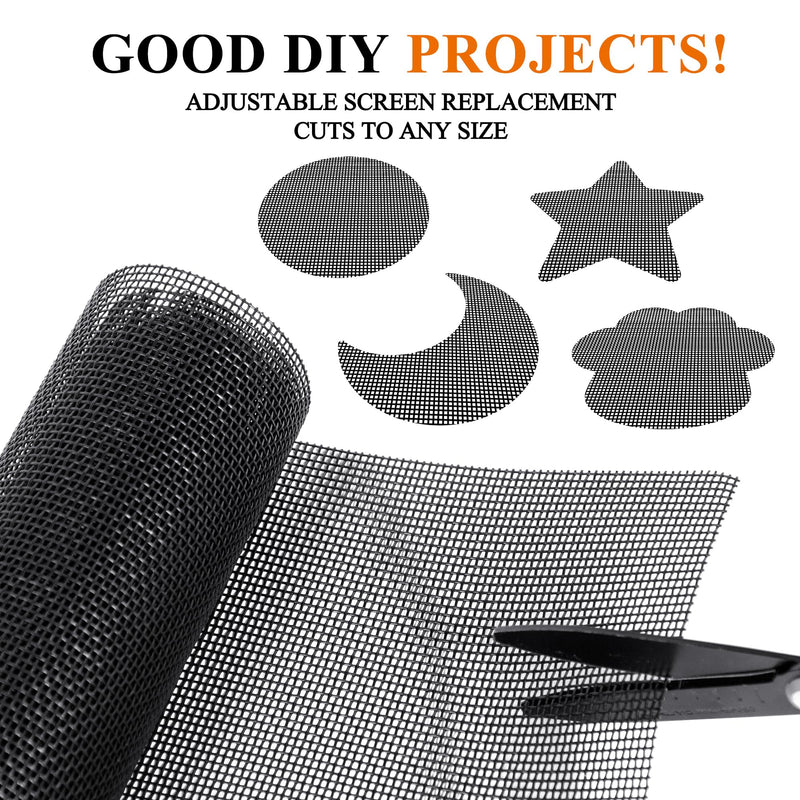 MAGZO Pet Proof Window&Door Screen Replacement Kit, 48" W x 99" L, Best Vinyl Coated Polyester Mesh Dog Cat Resistant Heavy Duty, 32FT Retainer Spline&Spline Removal Hook&Press-Fit Roller Tool, Black 48"W x 99"L(with Tool) Black(Include Tool)