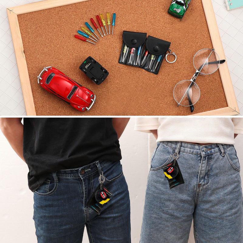 Jutom 40 Pcs Mini Tape Measure Keychain Bulk Mini Screwdriver Keychain Set Adult Tool Party Prize for Father's Men Gifts