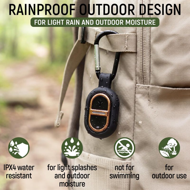 Ultrasonic Portable Keychain for Outdoor Use, Rechargeable Clip-On Rainproof Device with 7 Adjustable Frequency Settings, USB Cable for Camping, Hiking, Backyard, Travel, 1.0 × 1.1 × 0.6 in