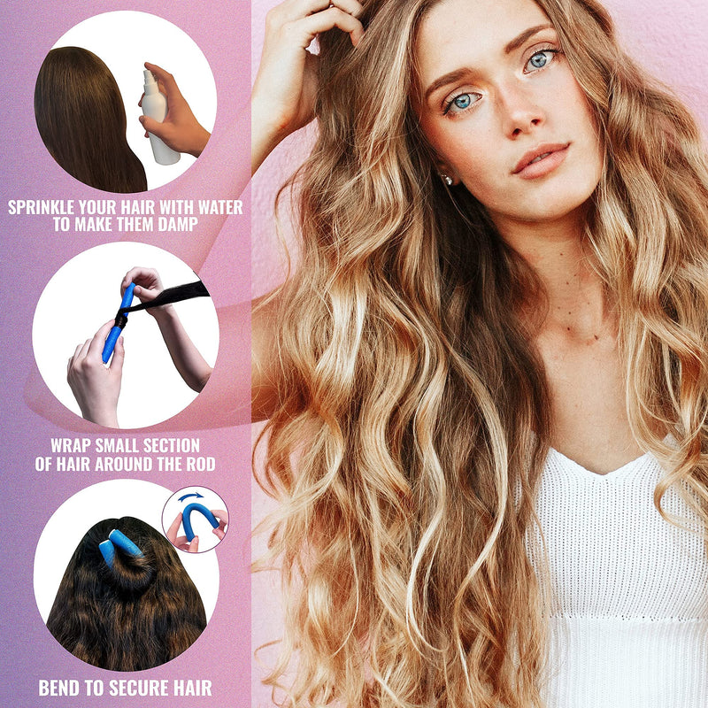 NIKO 10-Pack 20 mm SHORT Twist Flex Rods – Foam Flexible Rollers, Bendy Light Curlers for Curls and Waves, Styling Tool for Hairdresser Salon/Barber – random colour (20 mm) 10 count (Pack of 1)