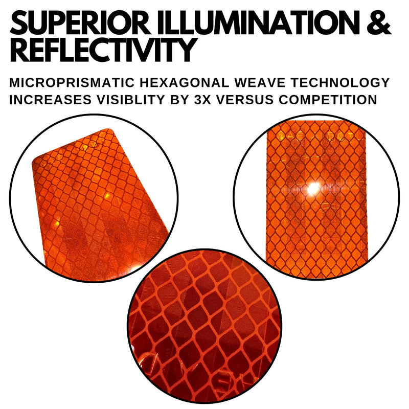 Amber/Red 2x3 Rectangle High Visibility Reflective Stick-On Prism Reflector DOT-SAE Strong Weatherproof Trailer Camper RV Flatbed Fender Property Boat Marine (Amber, Qty 24) AMBER 24 PACK