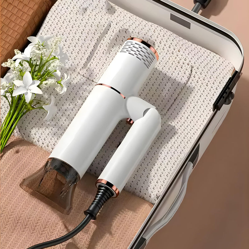 Travel Hairdryer Foldable Powerful 1800W | Foldable Ionic Hair Dryer | Fast Drying Compact and Portable Mini Blow Dryer with Negative Ion | Ideal for Travelling (White) White