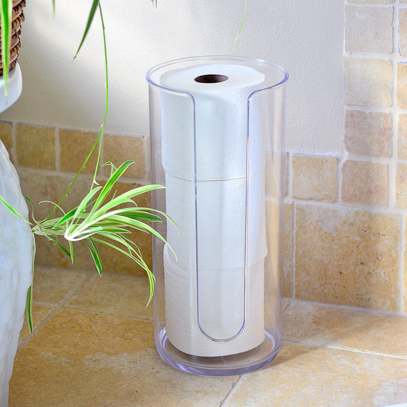 Youngever Plastic Toilet Paper Holder Stand, Clear Toilet Tissue Rolls Holder, Compact Toilet Tissue Rolls Organizer