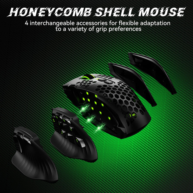 SOLAKAKA SM809 Pro Tri-Mode MMO Gaming Mouse, 16 Programmable Buttons with Interchangeable Magnetic Side Panels,PAW3311 24000 DPI Wireless Mouse, BT5.0/2.4G/Type C Wired PC Gaming Mice for Gamer,Black Black