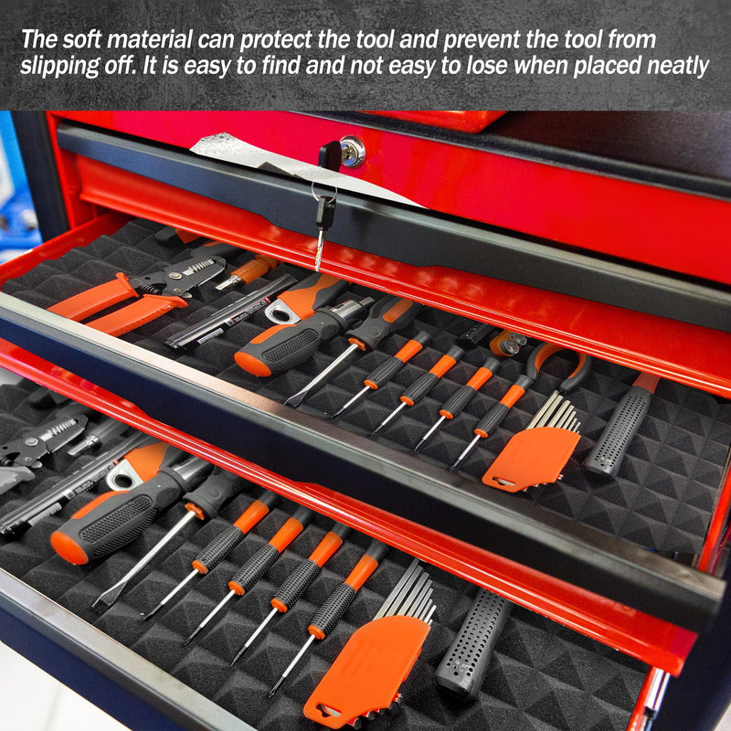 4PCS 23.8" X 15.8" Tool Box Liner, Trap Mat Universal Tool Drawer Liner, Non-slip Toolbox Drawer Liners, Professional Foam for Cabinet, Shelf, Workbench