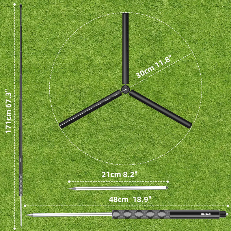 MAIRAN 2-in-1 Golf Monopod Tripod Selfie Stick for Recording Golf Swing | 67.3" Adjustable Phone Tripod Stand, Phone Holder for iPhone/Android,1/4"thread.Poetable 21cm Spike, Comes with a carry bag