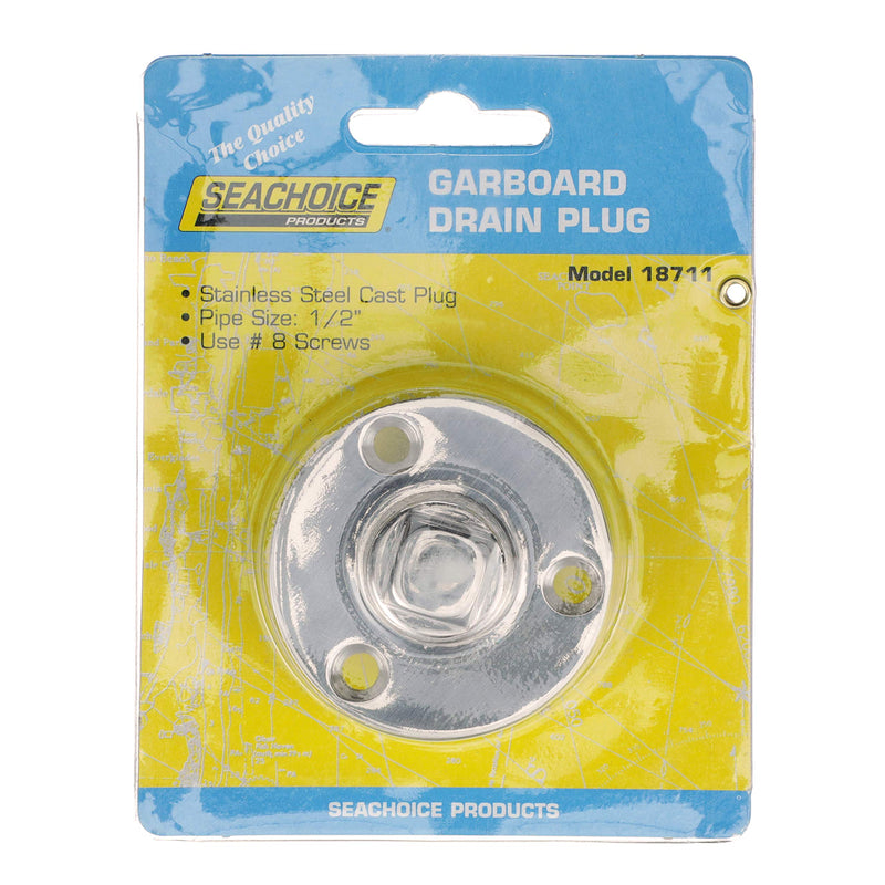 Seachoice Garboard Drain Plug, Stainless Steel, Fits 1/2 In. Pipe, Includes Flange and Plug