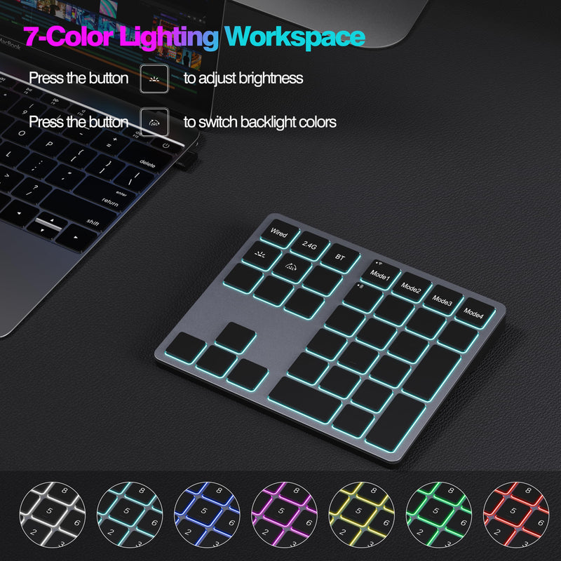 Doohoeek Tri-Mode Programmable Macro Keypad for Windows PC, 25 Custom Keys with Shortcut Stickers, Wireless Bluetooth/2.4G/ Wired Keyboard for Excel, Video Editing, Graphic & Office Productivity Black QWERTY
