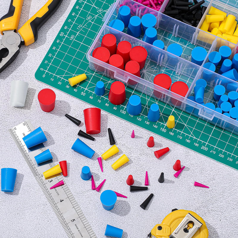 350 Pcs Rubber Plugs 8-Sizes Silicone Tapered Plug Kit 1/15" to 1" High Temp Stoppers for Coating, Hole, Painting Protection Silicone Stopper 350