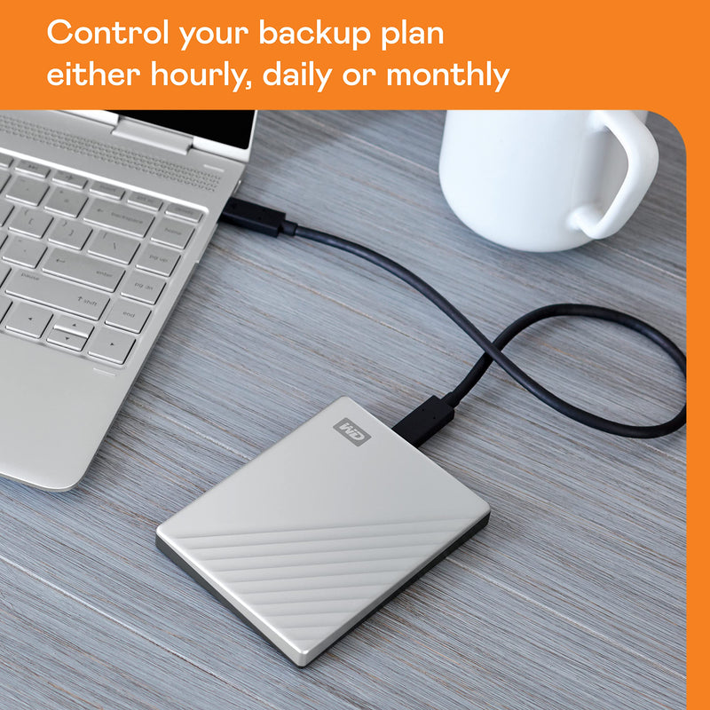 WD 2TB My Passport Ultra, Silver, Portable External Hard Drive, backup software with defense against ransomware, and password protection, USB-C and USB 3.1 - WDBC3C0020BSL-WESN PC