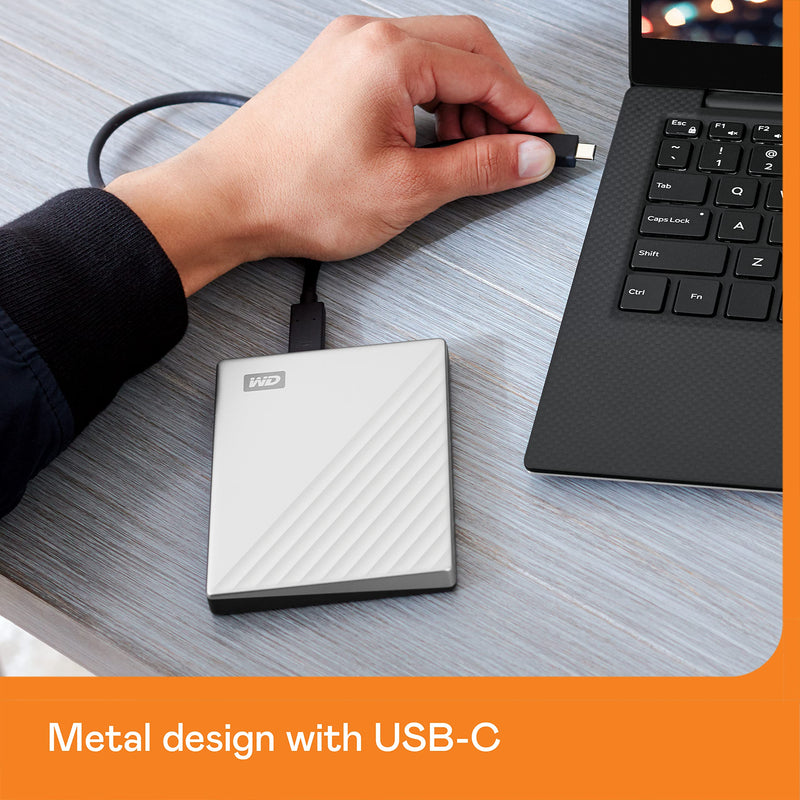 WD 2TB My Passport Ultra, Silver, Portable External Hard Drive, backup software with defense against ransomware, and password protection, USB-C and USB 3.1 - WDBC3C0020BSL-WESN PC