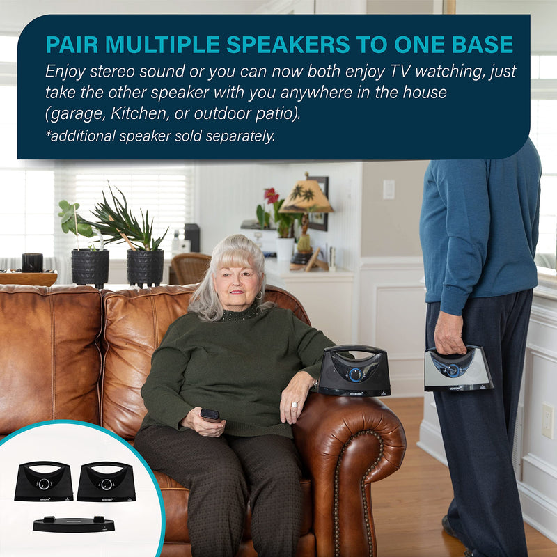 Extra Speaker Receiver Only Wireless TV Speaker System – TRANSMITTING Base and Audio Cables NOT Included – Pairs with BT-200 for Use of Multiple Speakers Around The House