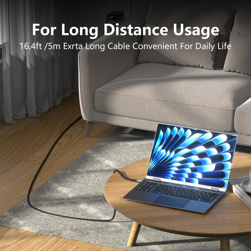 20FT usbc to usbc Cable Compatible with Thunderbolt 4/3, 20Gbps High Speed Data Transfer, 100W PD Fast Charging, 4K@60Hz Video Monitor Display Cord,USB 3.2 gen 2 for ssd 20FT