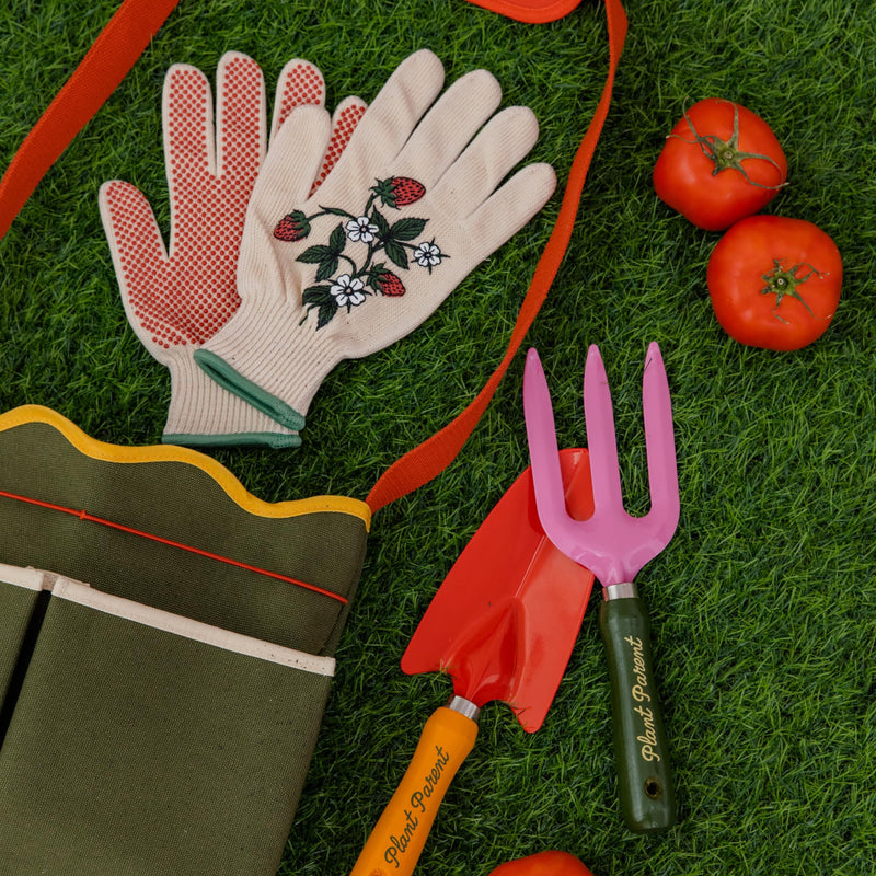 ban.do Hand Rake and Trowel Set, Plant Parent | Retro Inspired Colored Garden Tools with Plant Parent Quote Handle, Metal Tools with Beech Wood Handles