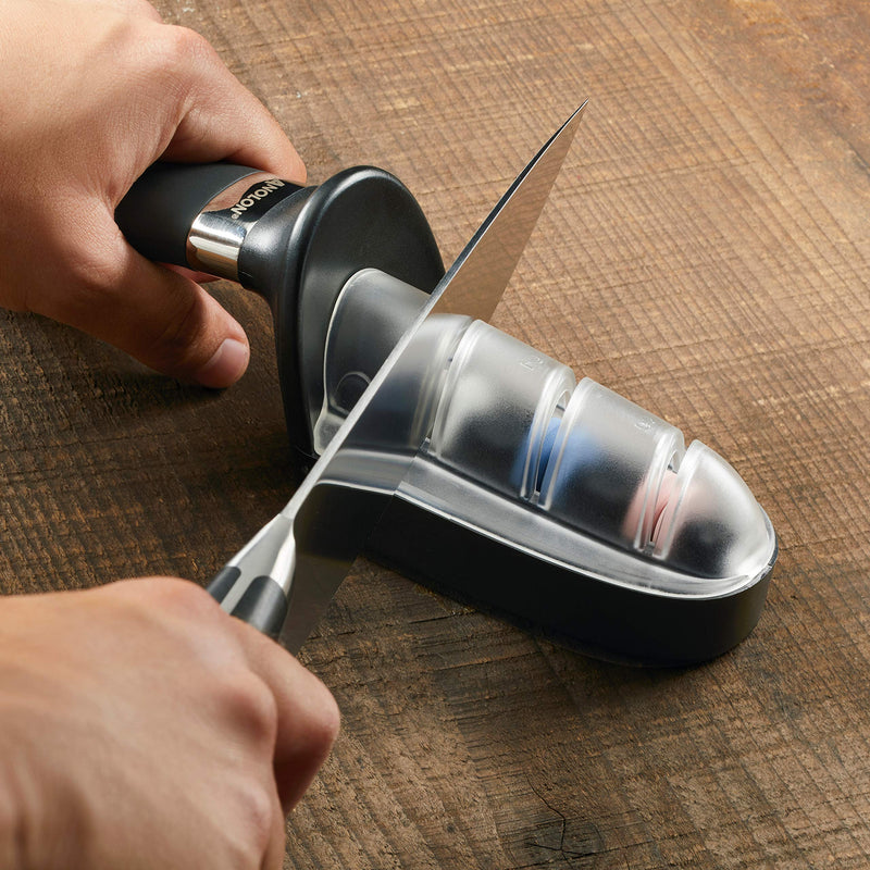 Anolon 47998 AlwaysSharp Kitchen Universal Knife Sharpening for Straight Blade Knives, 9 Inch, Black Knife Sharpener