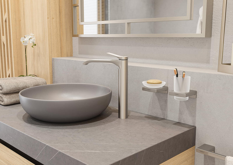 Hansgrohe AddStoris Modern Toilet Paper Holder in Brushed Nickel, 41748820
