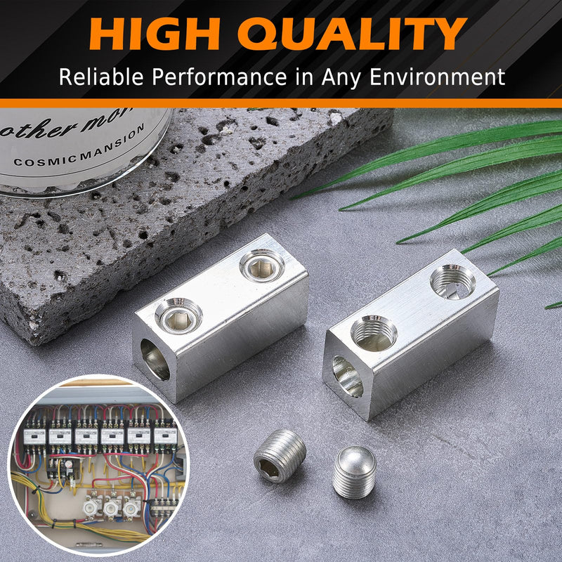 Blulu 4 Pack 4/0-6 AWG Dual Rated Splicer, Aluminum Splice/Reducer, Mechanical Connector, Ground Wire Connector, Silver