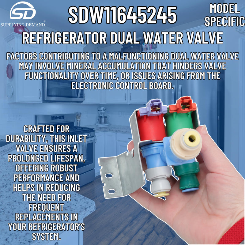 Supplying Demand W11645245 Refrigerator Dual Water Valve - Replaces W11546685, W11446818