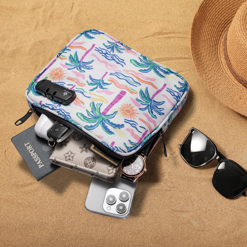 KOSMCCO Beach Locking Bag, Portable Safe, 9x7.5 Inch, Beach Day | Anti-Theft Design, Security Cable Included, Holds Phone Wallet and Keys, Ideal for Beach Pool Cruise and Travel