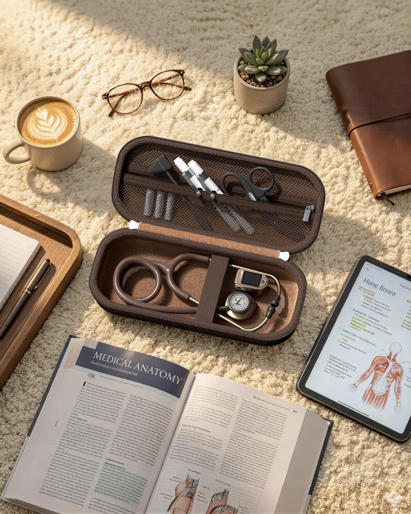 ProCase Stethoscope Case for 3M Littmann Classic III & Cardiology IV, Hard Protective Carrying Bag Fits MDF, ADC, Omron Stethoscopes, Medical Storage Organizer for Nurses & Nursing Students -Chocolate Chocolate