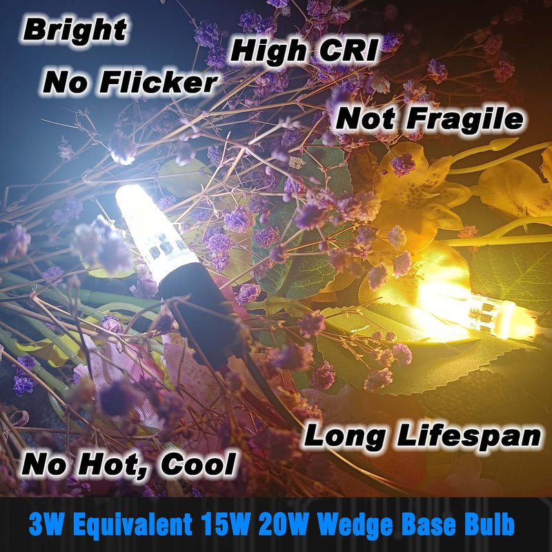 15W 20W T5 T10 Wedge Base LED Light Bulb 300lm AC/DC 12V-24V Daylight White 6000K 3W 194 921 T10 LED Bulb for Automotive Car RV Camper Trailer Landscape Driveway Malibu Lawn Lighting, 8 Pack 6000k Daylight White 8 Count (Pack of 1)