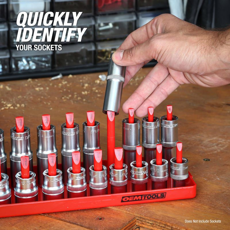 OEMTOOLS 6-Piece Magnetic Socket Organizer Set, Metric & SAE Socket Trays Red and Black